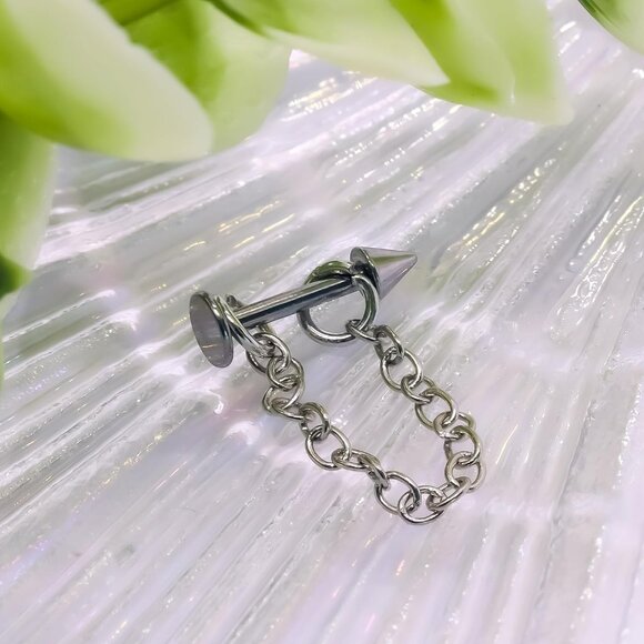 5 Pcs Vertical Labret Lip Piercing Jewelry Set in Stainless Steel with Cubic Zir - Picture 7 of 8